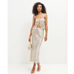 Reformation Beba Silk Two Piece + Sable
